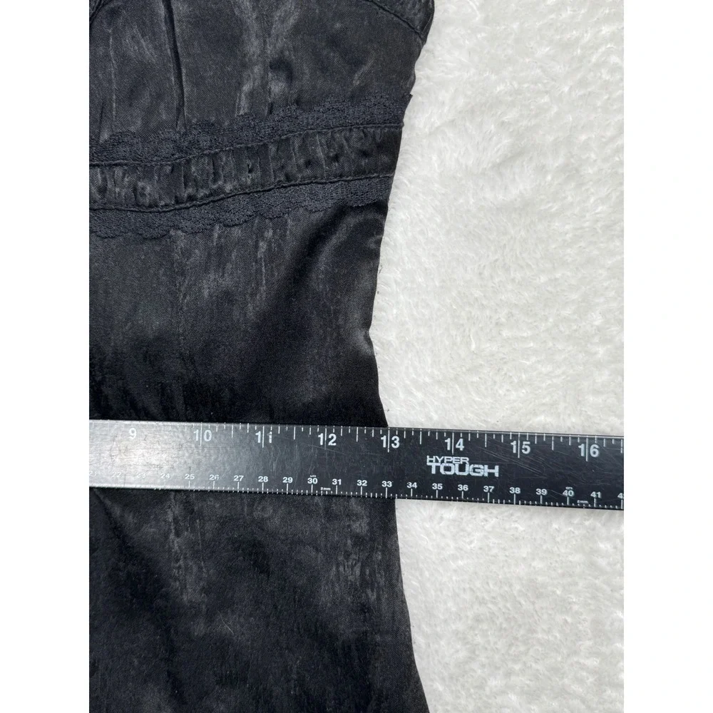 Urban Outfitters Black Satin Lace Trim Slip Dress Mini Lace Up Back‎ XS
